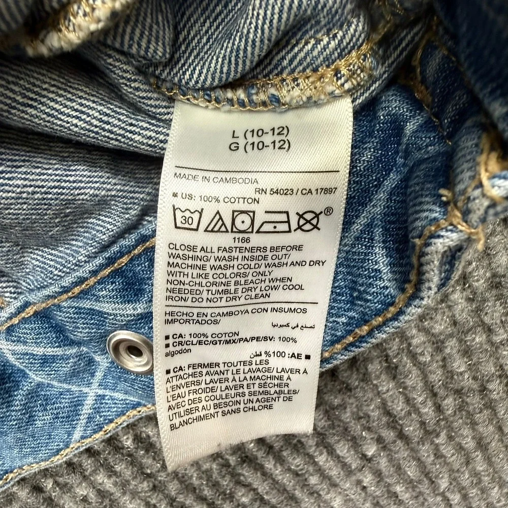 Old Navy Kids Blue Denim Heart Print Trucker Jacket Size L 10-12
